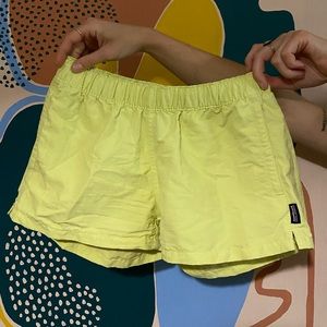 Yellow Patagonia athletic shorts
